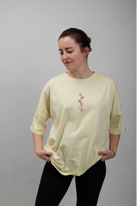 Cotton Branch | Embroidered T-Shirt | Oversized Fit