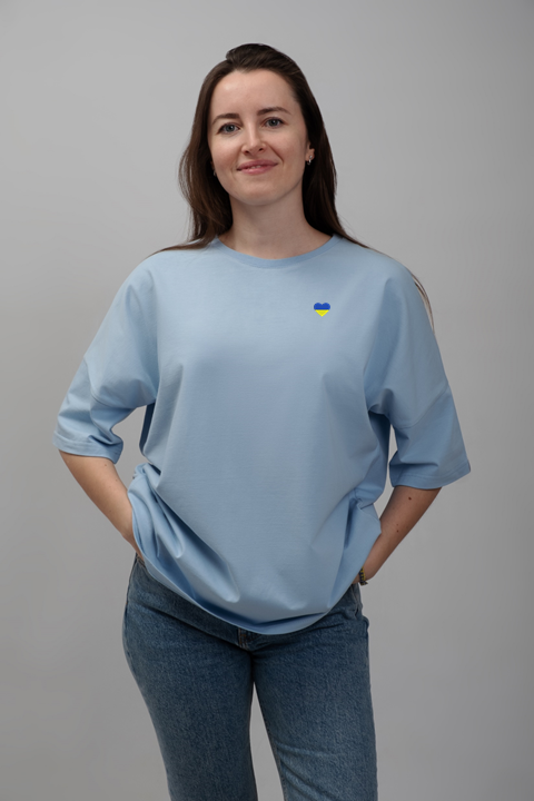 Heart with Ukraine | Embroidered T-Shirt | Oversized Fit