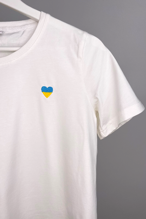Heart with Ukraine | Embroidered T-Shirt | Regular Fit