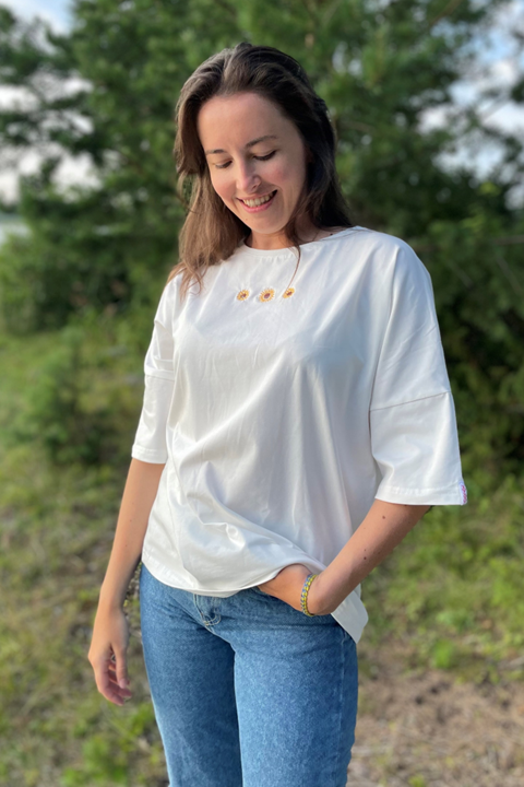 Sunflowers | Embroidered T-Shirt | Oversized